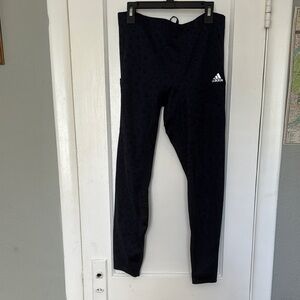 Adidas Navy Leopard Print Leggings Athletic Stretchy Full-Length Running size M